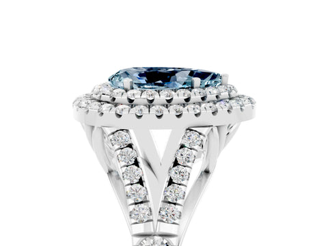 White gold Pear Cut Aquamarine Pavé Split Shank Double Halo Engagement Ring_5