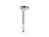 White gold Pear Cut Aquamarine Pave Band Solitaire Ring with Four-Prong Setting_14