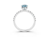 White gold Pear Cut Aquamarine Pave Band Solitaire Ring with Four-Prong Setting_15