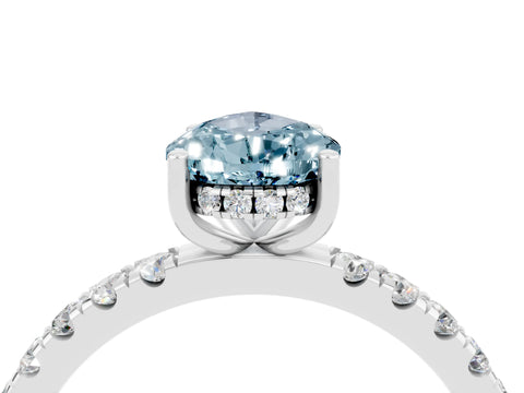 White gold Pear Cut Aquamarine Pave Band Solitaire Ring with Four-Prong Setting_16