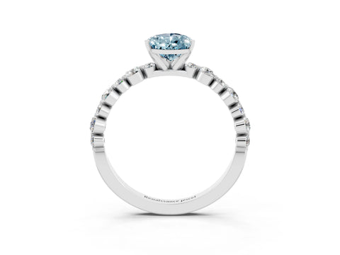 White gold Pear Cut Aquamarine Prong Set Engagement Ring with Pavé Band_3