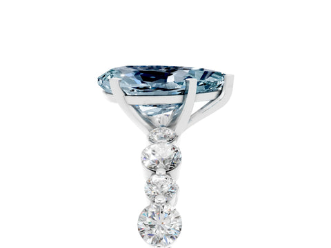 White gold Pear Cut Aquamarine Prong Set Engagement Ring with Pavé Band_5