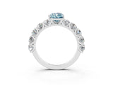 White gold Pear Cut Aquamarine Prong Setting with Side Stones on a Pave Band_3