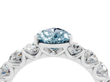 White gold Pear Cut Aquamarine Prong Setting with Side Stones on a Pave Band_4