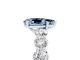 White gold Pear Cut Aquamarine Prong Setting with Side Stones on a Pave Band_5