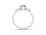 White gold Pear Cut Aquamarine Ring with Side Stones and Four-Prong Setting_39
