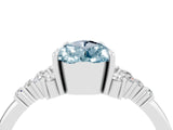 White gold Pear Cut Aquamarine Ring with Side Stones and Four-Prong Setting_40