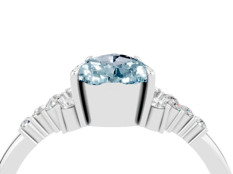 White gold Pear Cut Aquamarine Ring with Side Stones and Four-Prong Setting_40
