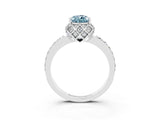 White gold Pear Cut Aquamarine Scalloped Halo Engagement Ring with Round Shared Prong Band_27