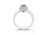 White gold Pear Cut Aquamarine Scalloped Halo Engagement Ring with Round Shared Prong Band_39