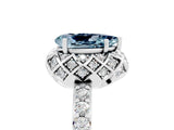 White gold Pear Cut Aquamarine Scalloped Halo Engagement Ring with Round Shared Prong Band_41