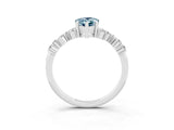 White gold Pear Cut Aquamarine Scattered Round Accent Ring with Prong Setting_27