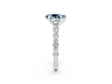 White gold Pear Cut Aquamarine Side Stone Solitaire Ring with Round  and Four-Prong Setting_38