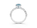 White gold Pear Cut Aquamarine Side Stone Solitaire Ring with Round  and Four-Prong Setting_39