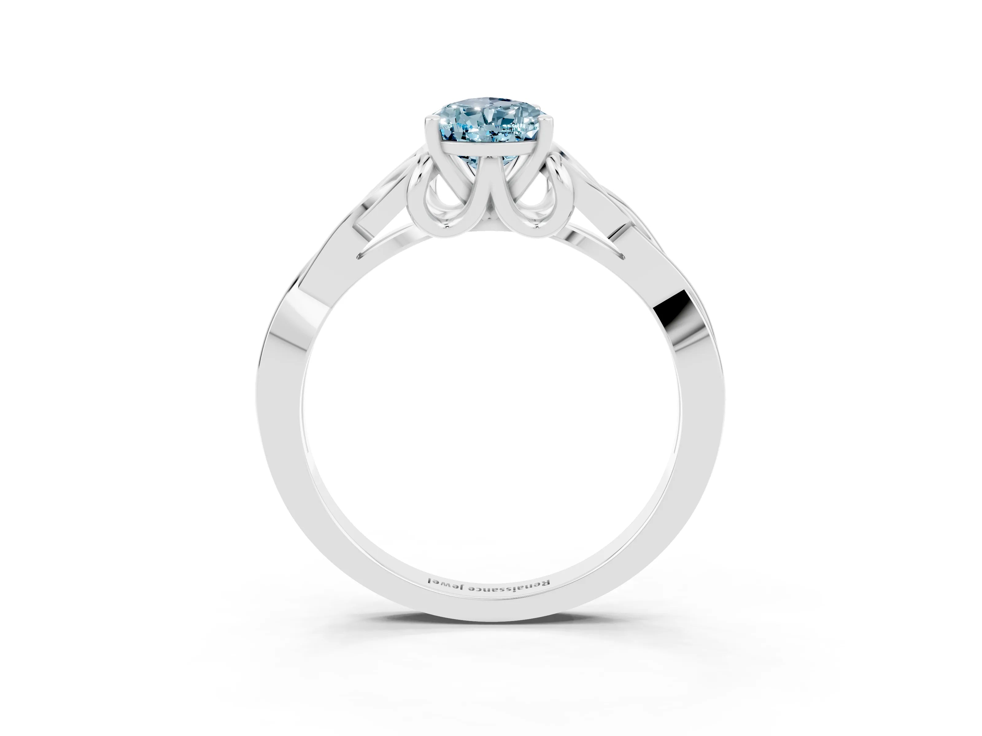 White gold Pear Cut Aquamarine Solitaire Celtic Knot Ring with Four-Prong Setting_15