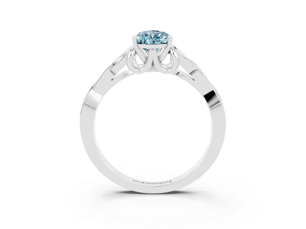 White gold Pear Cut Aquamarine Solitaire Celtic Knot Ring with Four-Prong Setting
