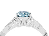 White gold Pear Cut Aquamarine Solitaire Celtic Knot Ring with Four-Prong Setting_16