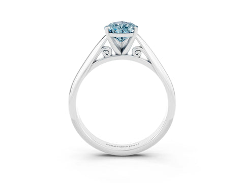 White gold Pear Cut Aquamarine Solitaire Engagement Ring with Cathedral Setting and Four-Prong Mount_15