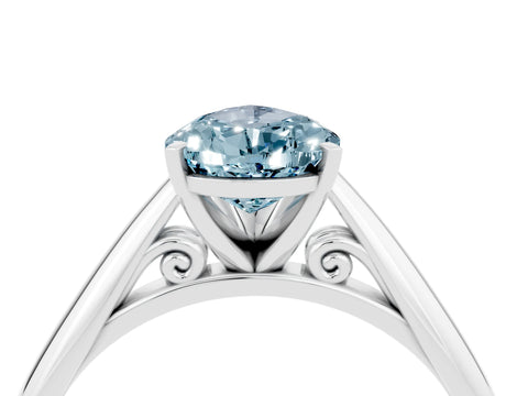 White gold Pear Cut Aquamarine Solitaire Engagement Ring with Cathedral Setting and Four-Prong Mount_16