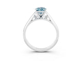 White gold Pear Cut Aquamarine Solitaire Engagement Ring with Cathedral Setting and Four-Prong Mount_27