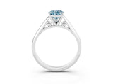 White gold Pear Cut Aquamarine Solitaire Engagement Ring with Cathedral Setting and Four-Prong Mount_33