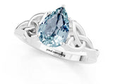 White gold Pear Cut Aquamarine Solitaire Engagement Ring with Celtic Knot Band and Four-Prong Setting_1