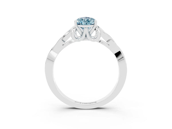 White gold Pear Cut Aquamarine Solitaire Engagement Ring with Celtic Knot Band and Four-Prong Setting