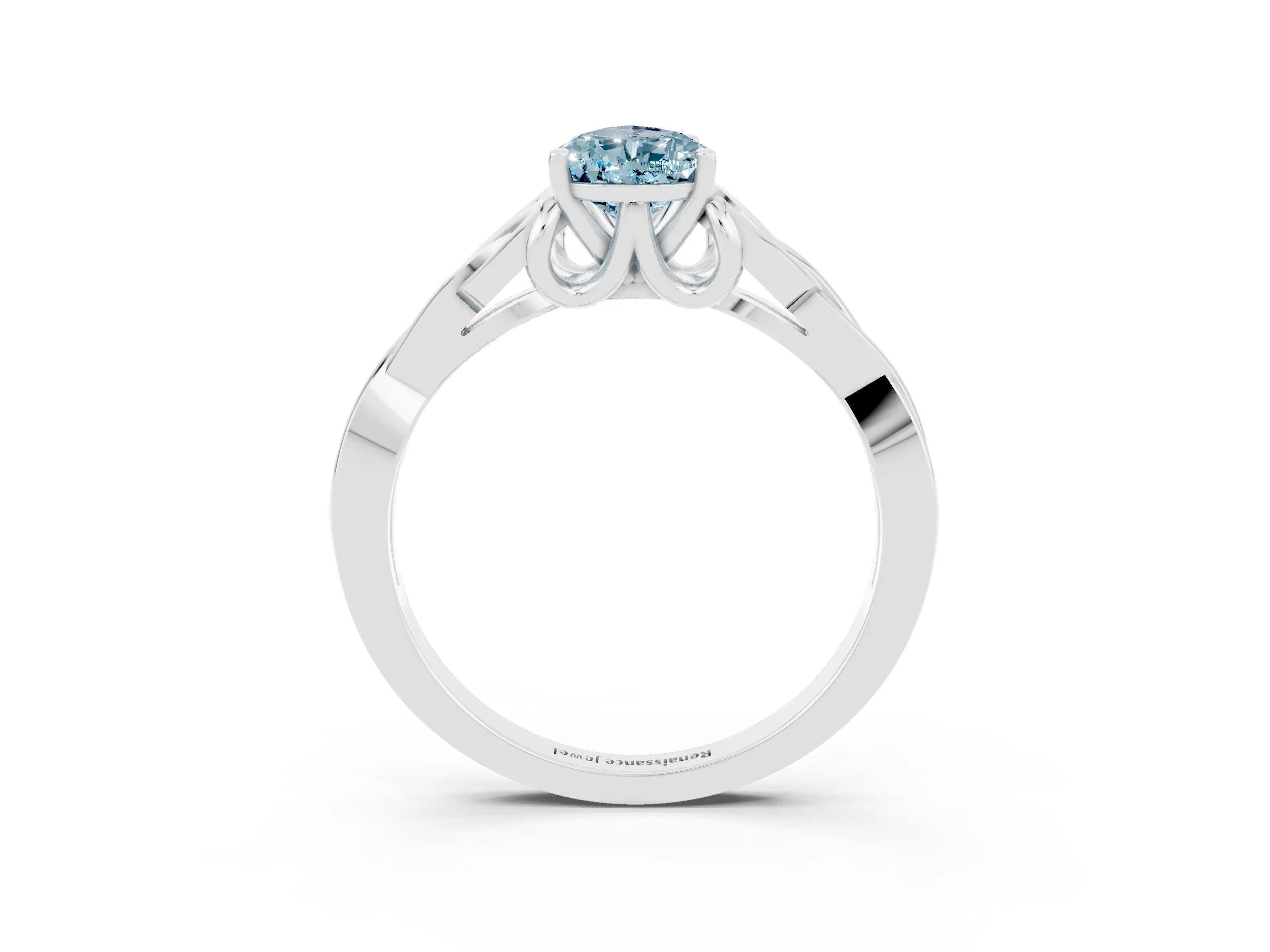 White gold Pear Cut Aquamarine Solitaire Engagement Ring with Celtic Knot Band and Four-Prong Setting_3