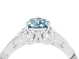 White gold Pear Cut Aquamarine Solitaire Engagement Ring with Celtic Knot Band and Four-Prong Setting_4