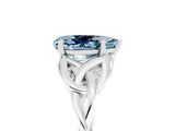 White gold Pear Cut Aquamarine Solitaire Engagement Ring with Celtic Knot Band and Four-Prong Setting_5