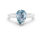 White gold Pear Cut Aquamarine Solitaire Engagement Ring with Classic Band and Four-Prong Setting_24