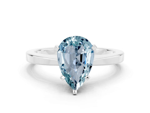 White gold Pear Cut Aquamarine Solitaire Engagement Ring with Classic Band and Four-Prong Setting_24