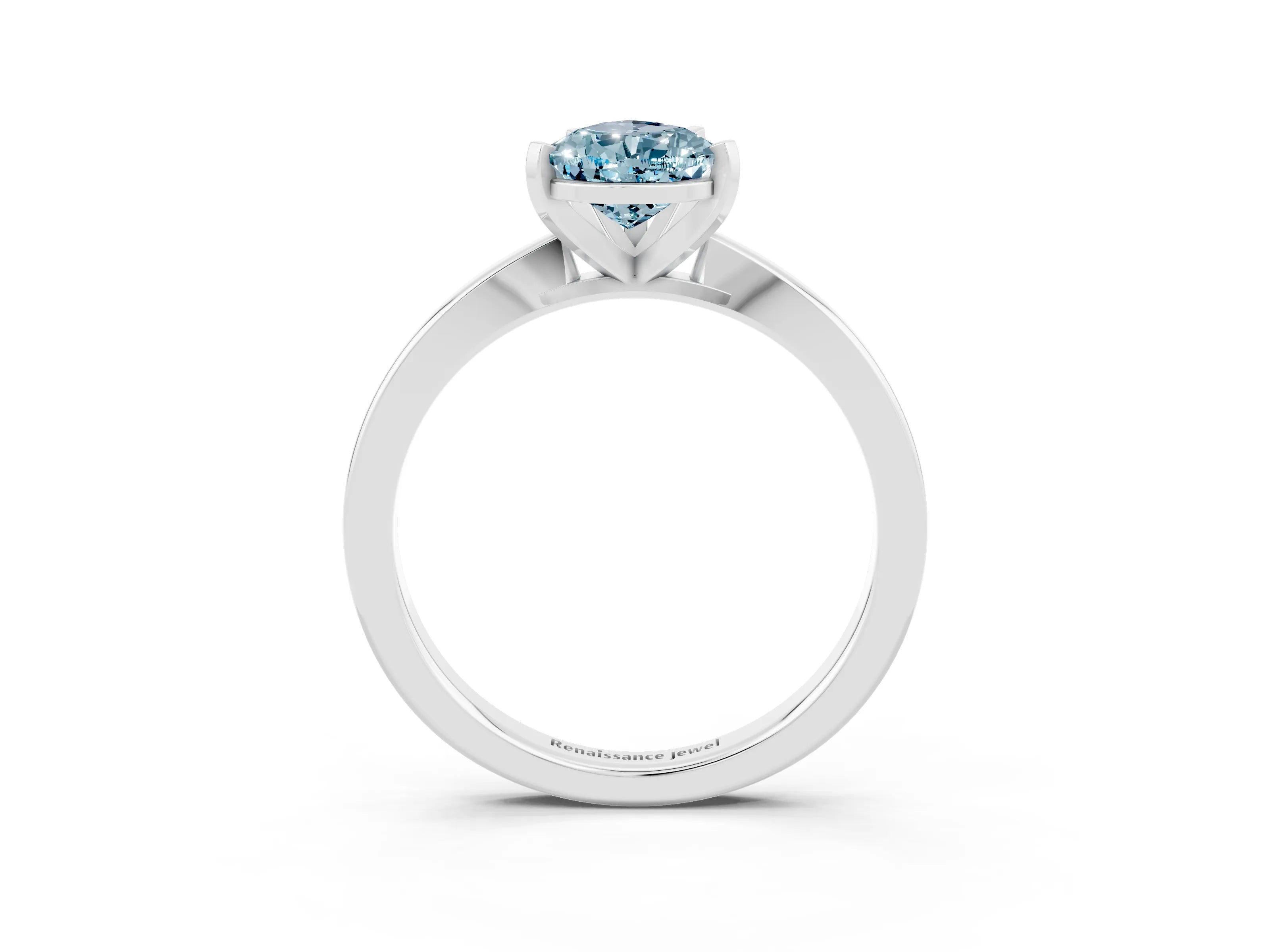 White gold Pear Cut Aquamarine Solitaire Engagement Ring with Classic Band and Four-Prong Setting_27