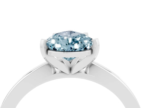 White gold Pear Cut Aquamarine Solitaire Engagement Ring with Classic Band and Four-Prong Setting_28