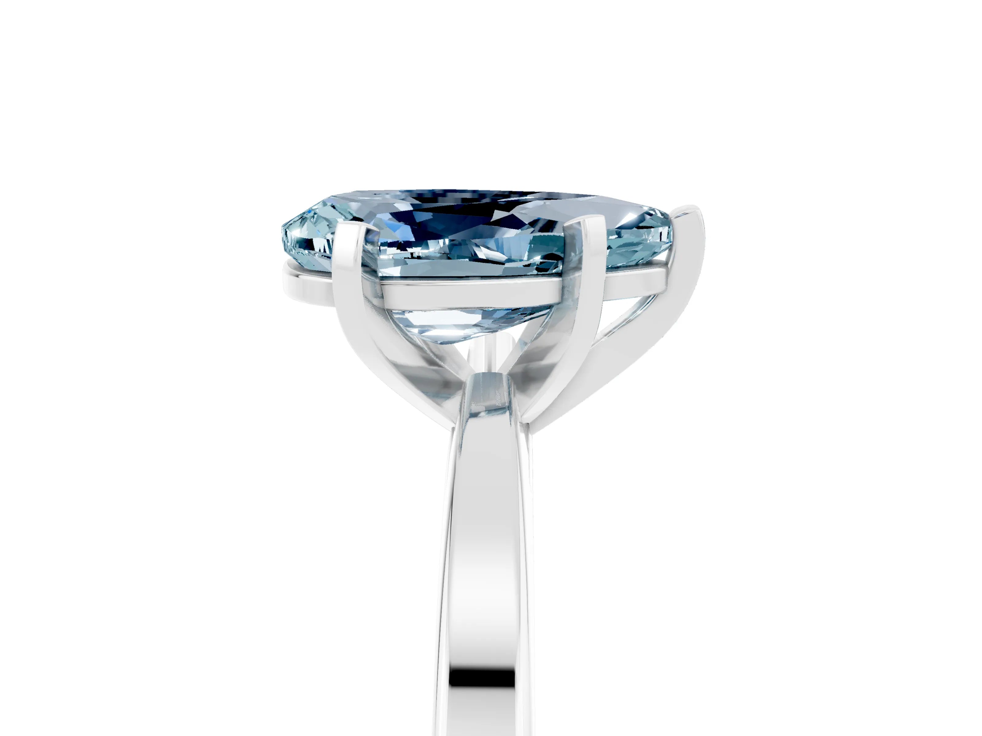 White gold Pear Cut Aquamarine Solitaire Engagement Ring with Classic Band and Four-Prong Setting_29