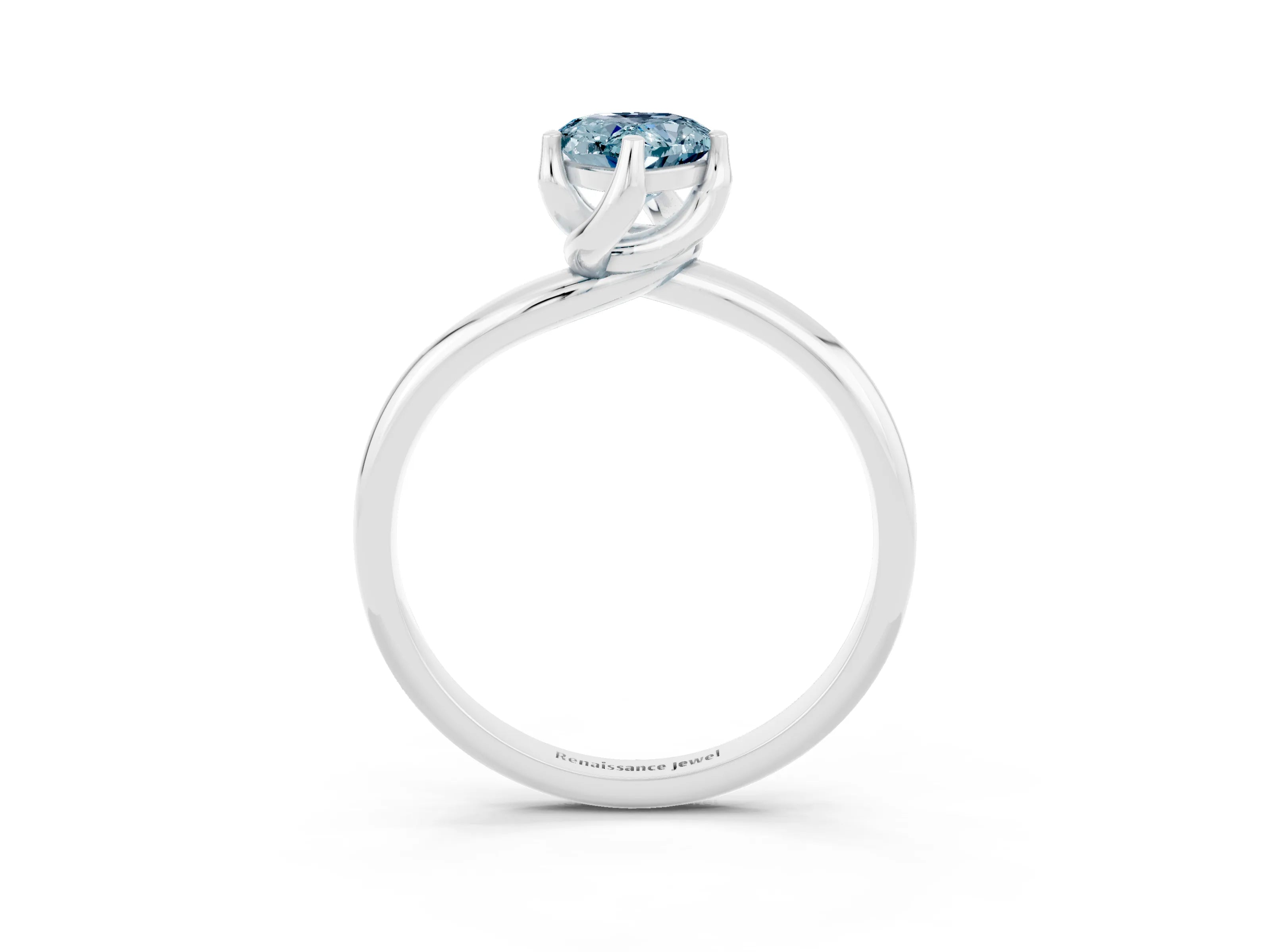 White gold Pear Cut Aquamarine Solitaire Engagement Ring with Four-Prong Setting and Classic Band_15