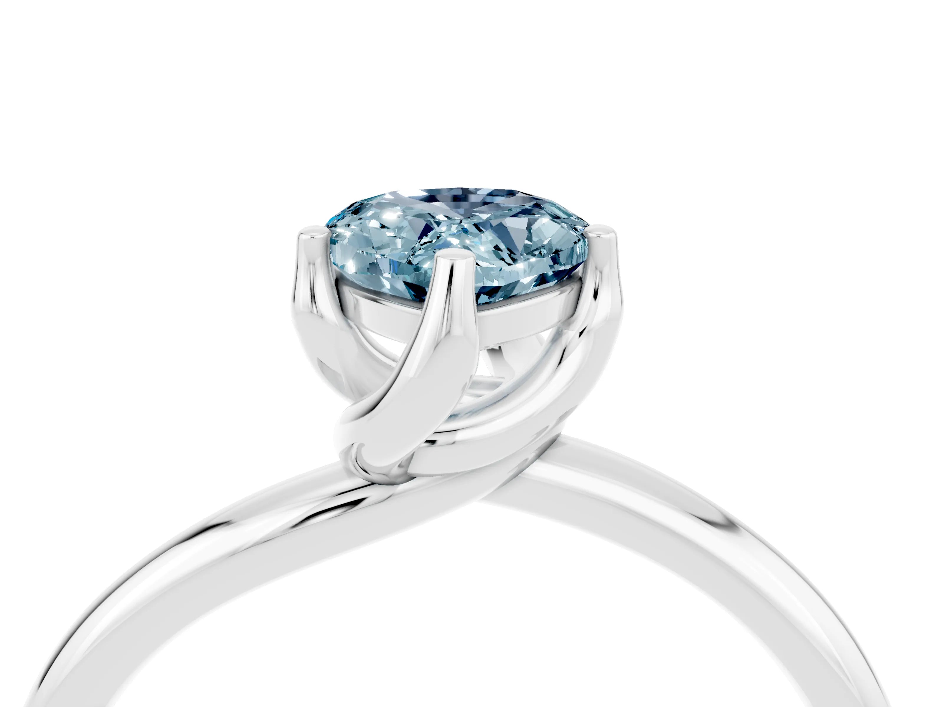 White gold Pear Cut Aquamarine Solitaire Engagement Ring with Four-Prong Setting and Classic Band_16