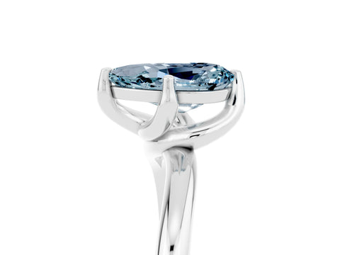 White gold Pear Cut Aquamarine Solitaire Engagement Ring with Four-Prong Setting and Classic Band_17