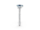 White gold Pear Cut Aquamarine Solitaire Engagement Ring with Pavé Band and Four-Prong Setting_2