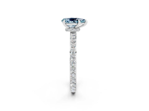 White gold Pear Cut Aquamarine Solitaire Engagement Ring with Pavé Band and Four-Prong Setting_2