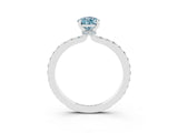 White gold Pear Cut Aquamarine Solitaire Engagement Ring with Pavé Band and Four-Prong Setting_3