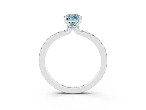 White gold Pear Cut Aquamarine Solitaire Engagement Ring with Pavé Band and Four-Prong Setting_3