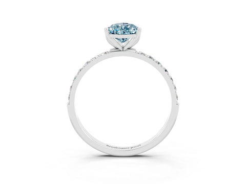 White gold Pear Cut Aquamarine Solitaire Engagement Ring with Pavé Band and Prong Setting_3