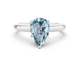 White gold Pear Cut Aquamarine Solitaire Engagement Ring with Round Band and Four-Prong Setting_24