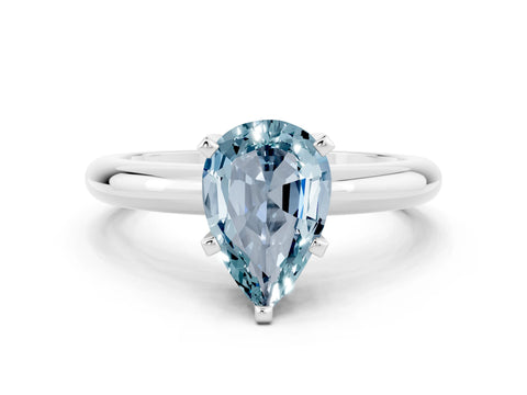 White gold Pear Cut Aquamarine Solitaire Engagement Ring with Round Band and Four-Prong Setting_24