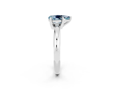 White gold Pear Cut Aquamarine Solitaire Engagement Ring with Round Band and Four-Prong Setting_26