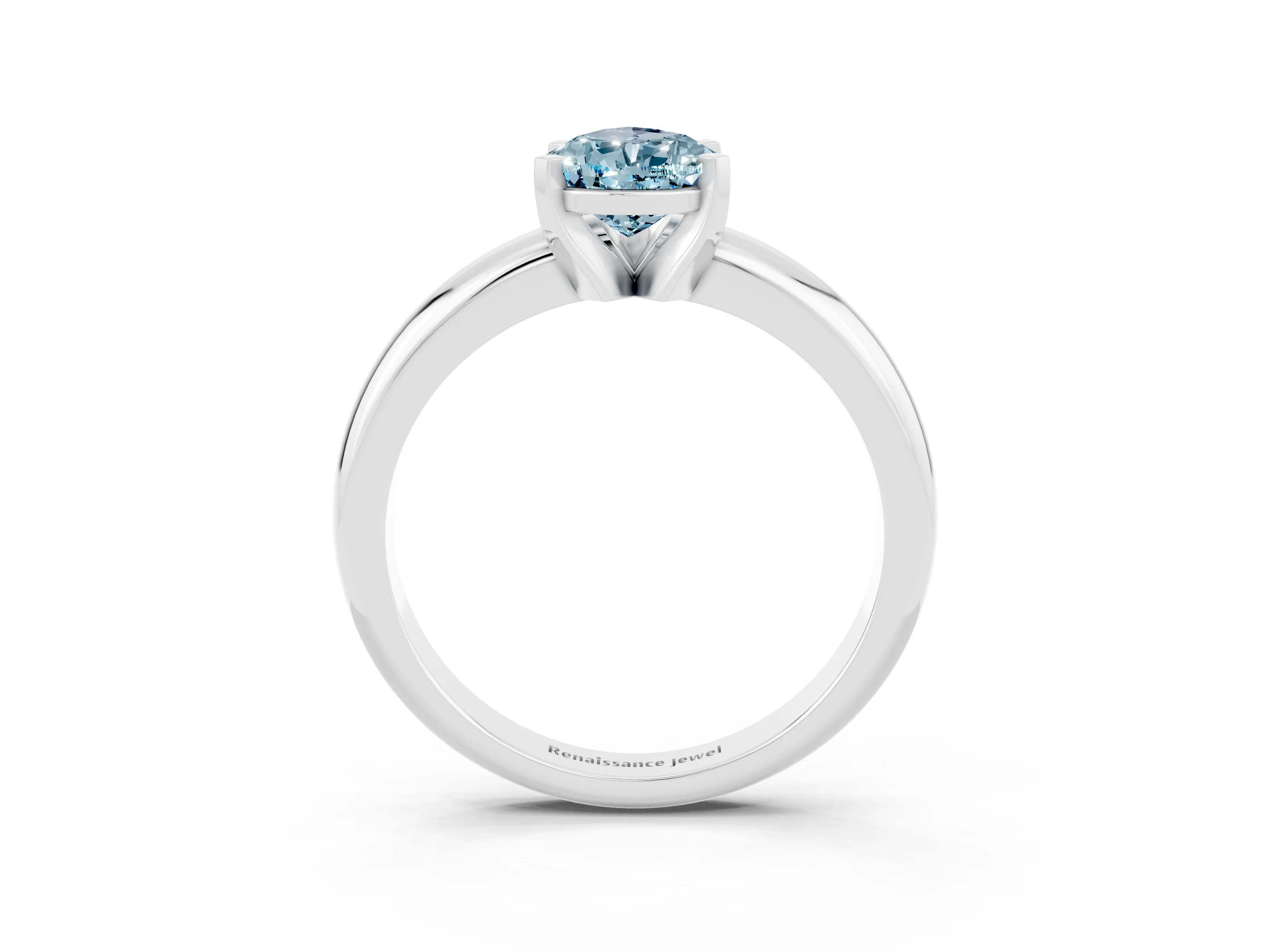 White gold Pear Cut Aquamarine Solitaire Engagement Ring with Round Band and Four-Prong Setting_27