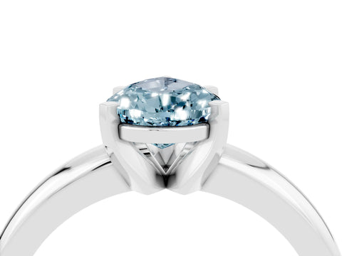 White gold Pear Cut Aquamarine Solitaire Engagement Ring with Round Band and Four-Prong Setting_27