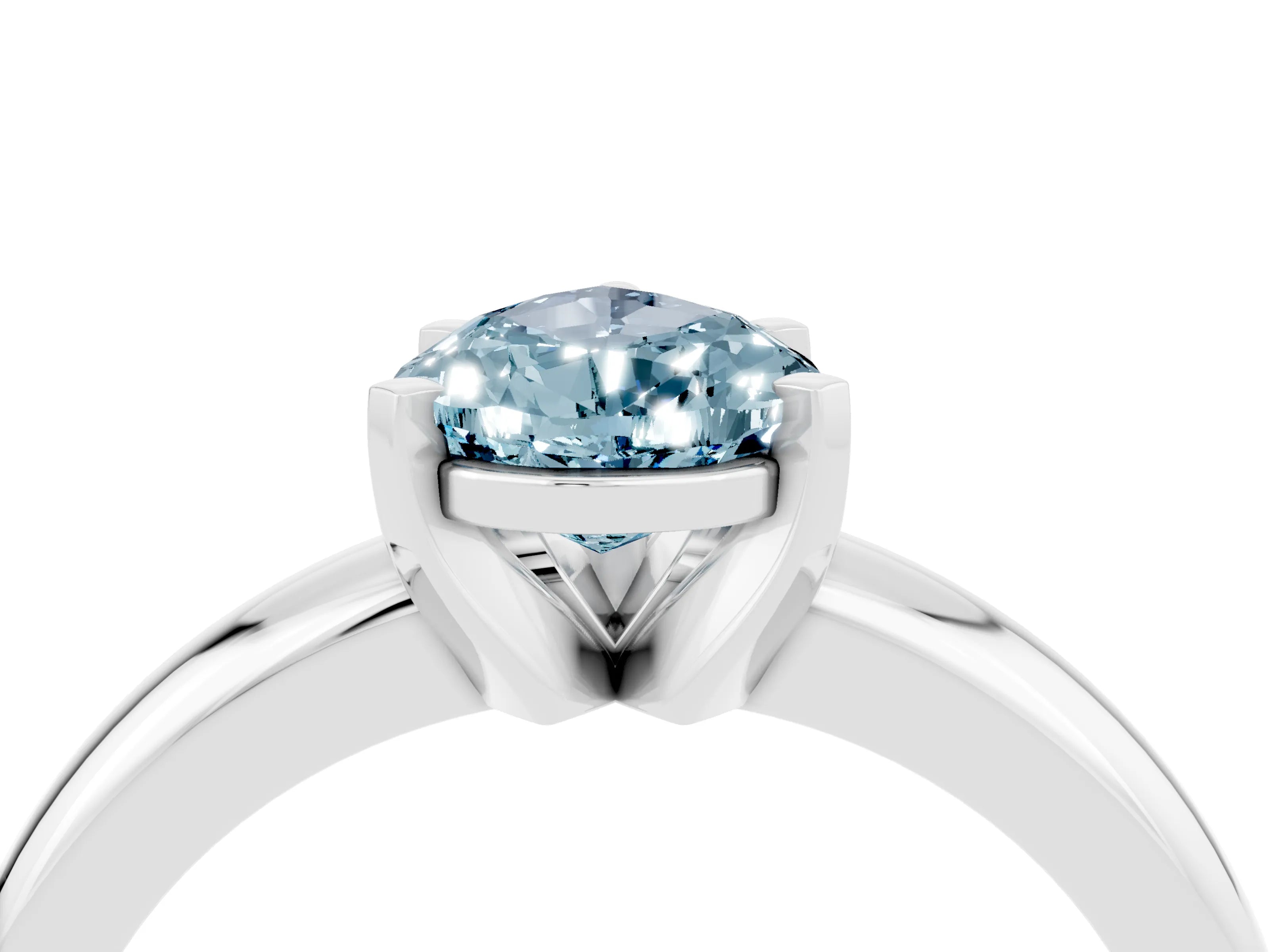 White gold Pear Cut Aquamarine Solitaire Engagement Ring with Round Band and Four-Prong Setting_28