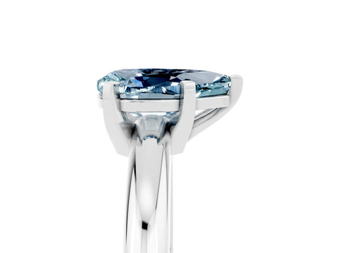 White gold Pear Cut Aquamarine Solitaire Engagement Ring with Round Band and Four-Prong Setting_29